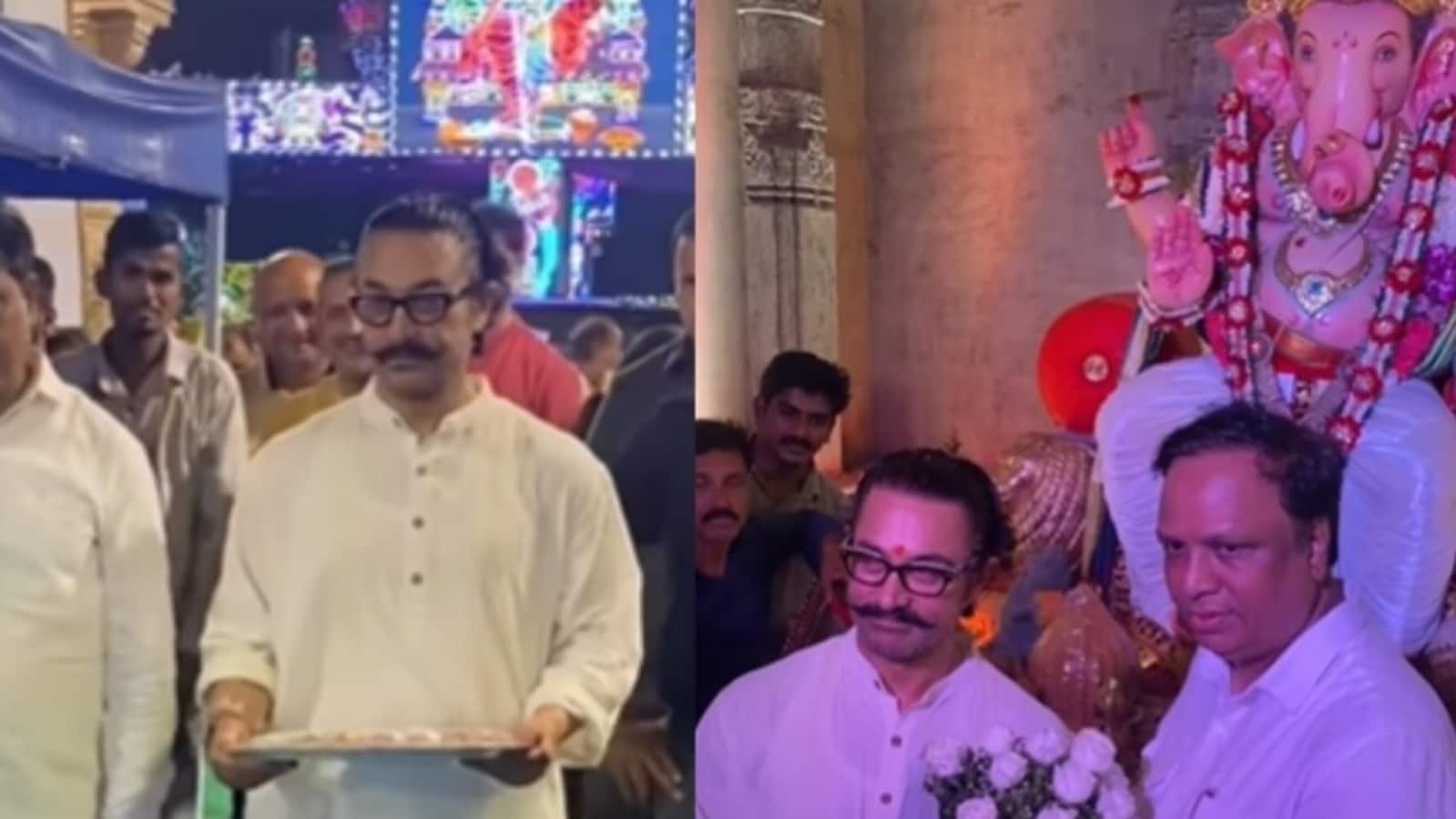 गणपति दर्शन के लिए मुंबई बीजेपी अध्यक्ष के घर पहुंचने पर आमिर खान ने मिठाई खिलाकर उनका स्वागत किया।  घड़ी