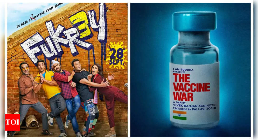 'फुकरे 3' की नई रिलीज डेट की घोषणा;  28 सितंबर को विवेक अग्निहोत्री की 'द वैक्सीन वॉर' से होगी टक्कर |  हिंदी मूवी समाचार - टाइम्स ऑफ इंडिया