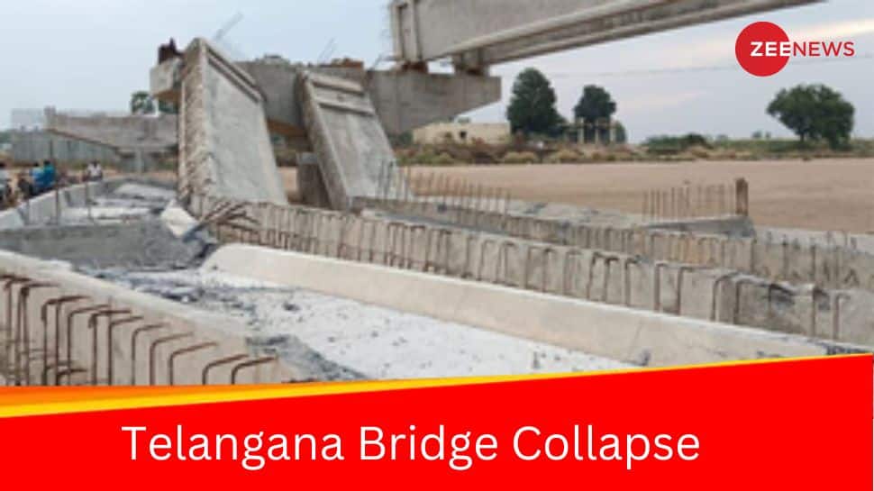 हवा के साथ उड़ गया: 8 साल से निर्माणाधीन तेलंगाना पुल तेज हवा के कारण ढह गया