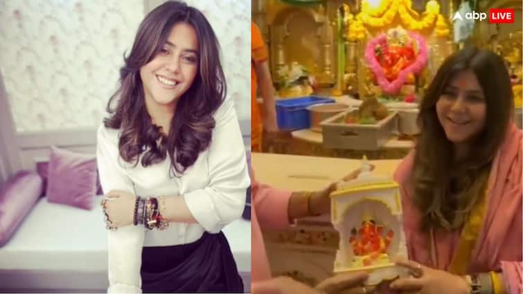 Ekta Kapoor went at  Siddhivinayak temple on her 49th birthday Video Viral Ekta Kapoor ने अपने बर्थडे पर सिद्धिविनायक मंदिर में बप्पा के किए थे दर्शन,
