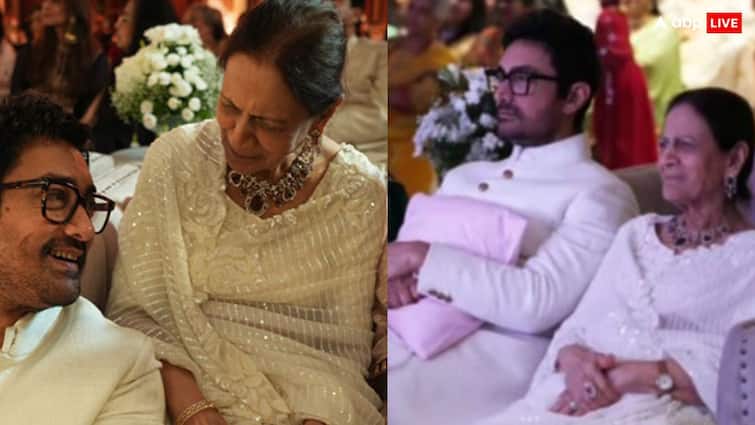 Aamir Khan celebrated his mother Zeenat Hussain 90th birthday see inside pics मां जीनत के बर्थडे पर शेरवानी पहन खूब जंच रहे थे Aamir Khan, सामने आई इनसाइड तस्वीरें