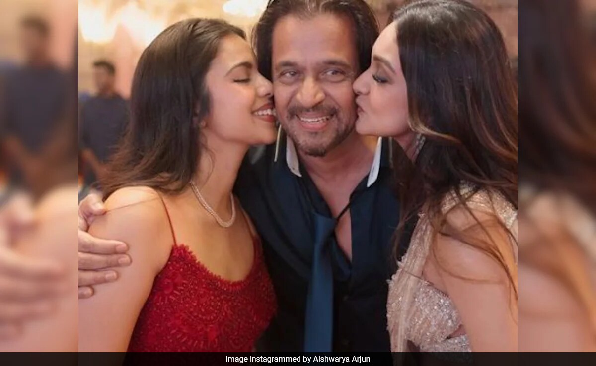 Viral: Aishwarya Kisses Father Arjun Sarja In This Adorable Pic From Her Sangeet Ceremony